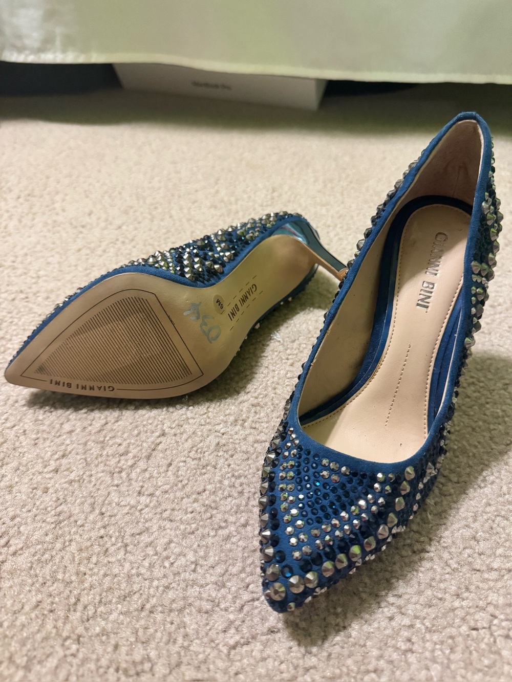 Gianni Bini Blue Crystal-Embellished Pointed-Toe Stilettos - Picture 3 of 3